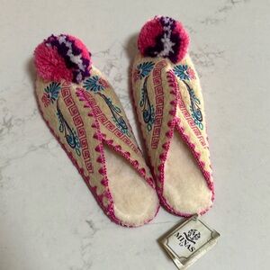 NWT Minas LP Traditional Greek Wool Slippers pink purple